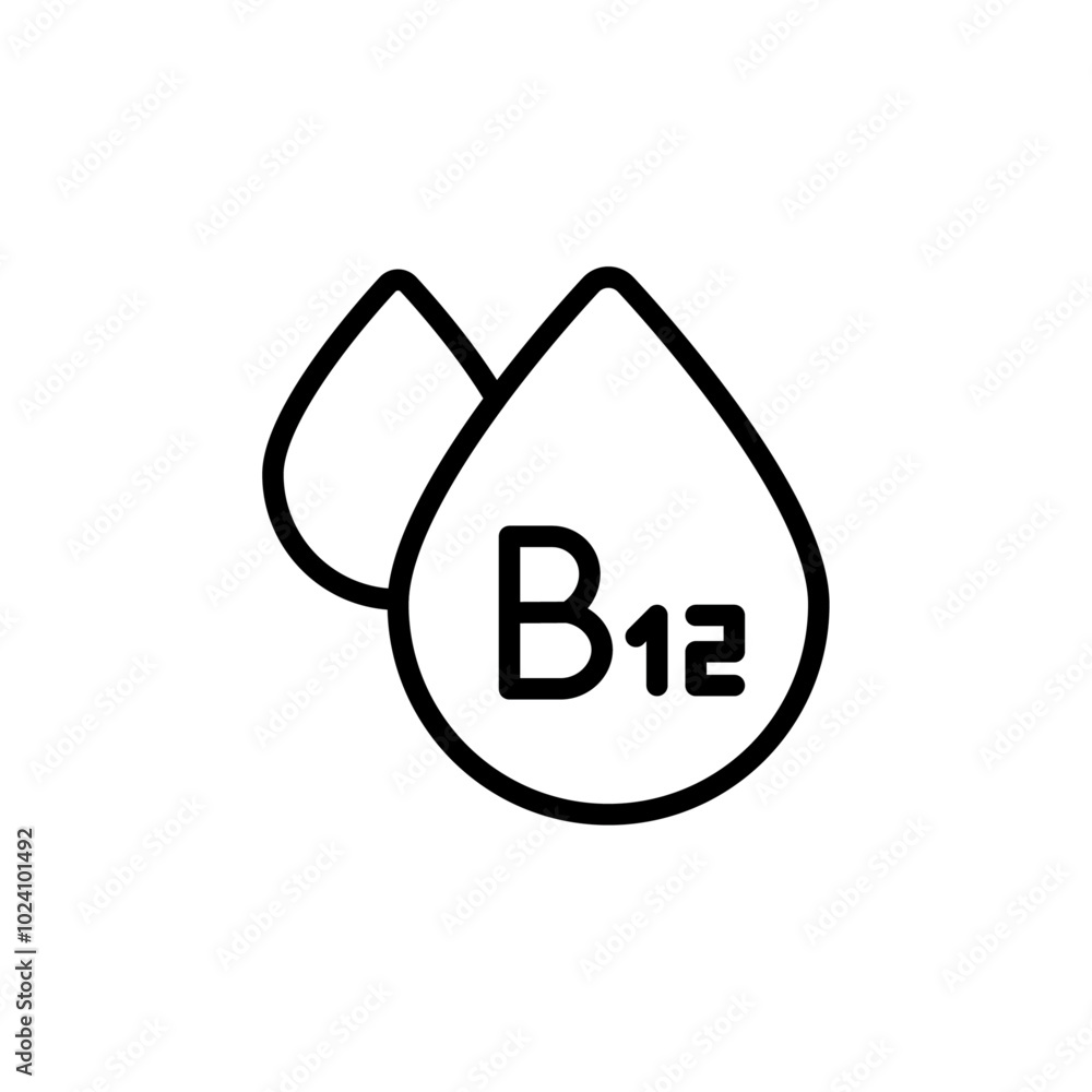 Poster vitamin b12 drop icon outline vector for web ui