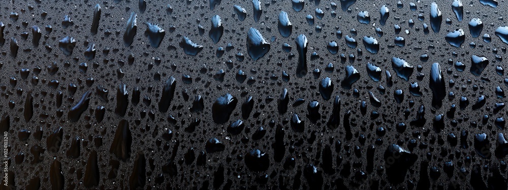 Poster close-up of water droplets forming patterns on a smooth surface