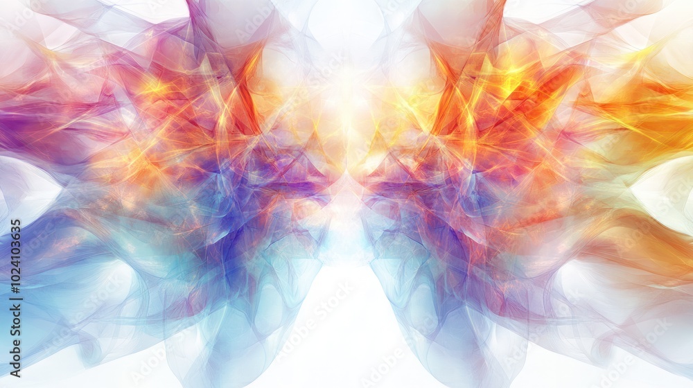 Poster mesmerizing display of vibrant quantum rays in a spectrum of colors,
