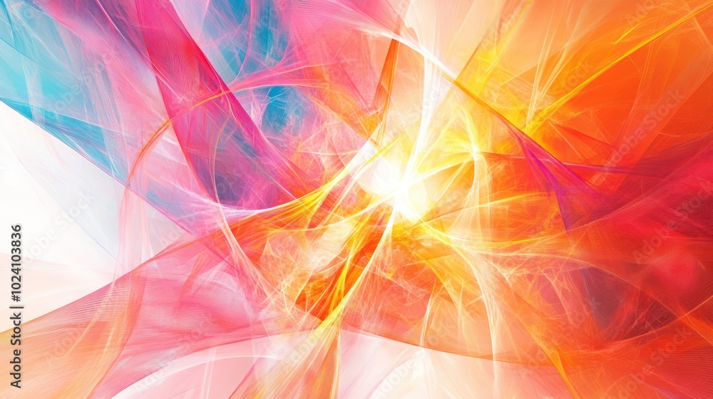 Poster mesmerizing display of vibrant quantum rays in a spectrum of colors,