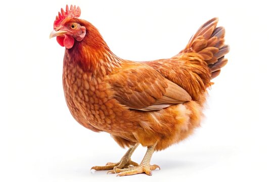 Isolated silhouette of Rhode Island Red hen on white background