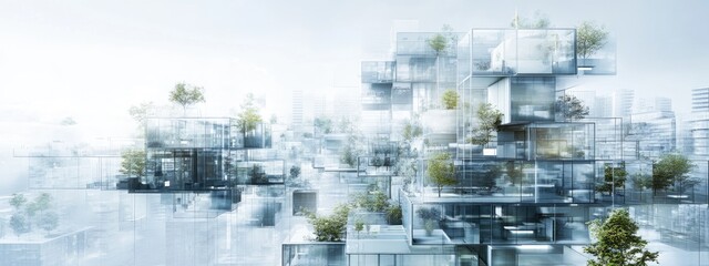 Fototapeta premium A creative urban landscape showcasing environmentally friendly buildings.