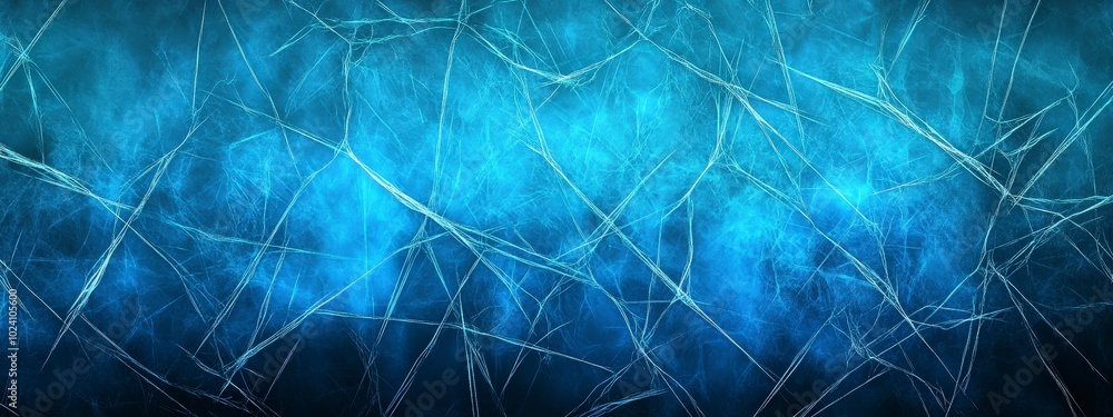 Poster abstract blue ice texture with light and cracks forming patterns
