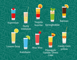 Set of vector icons. Cocktails - shots.