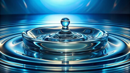 Floating 3D Glass Podium for Product Display in Blue Liquid - Macro Photography