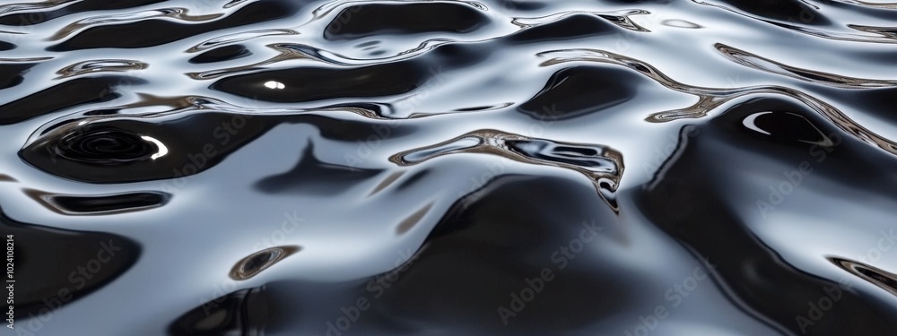 Aufkleber abstract ripples of metallic liquid surface creating dynamic reflections