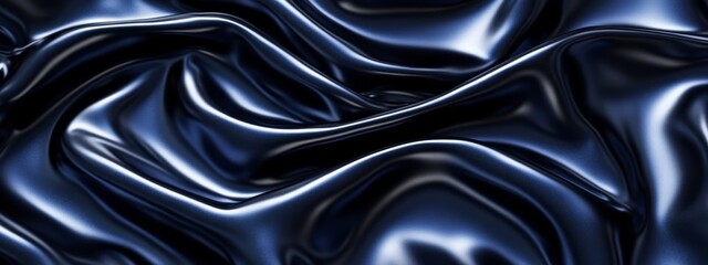 Obraz premium Smooth and shiny close-up of luxurious black satin fabric folds