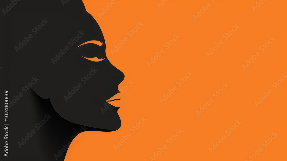 Wall mural stunning silhouette of a womans face in black and brown tones, highlighting her beauty and grace.