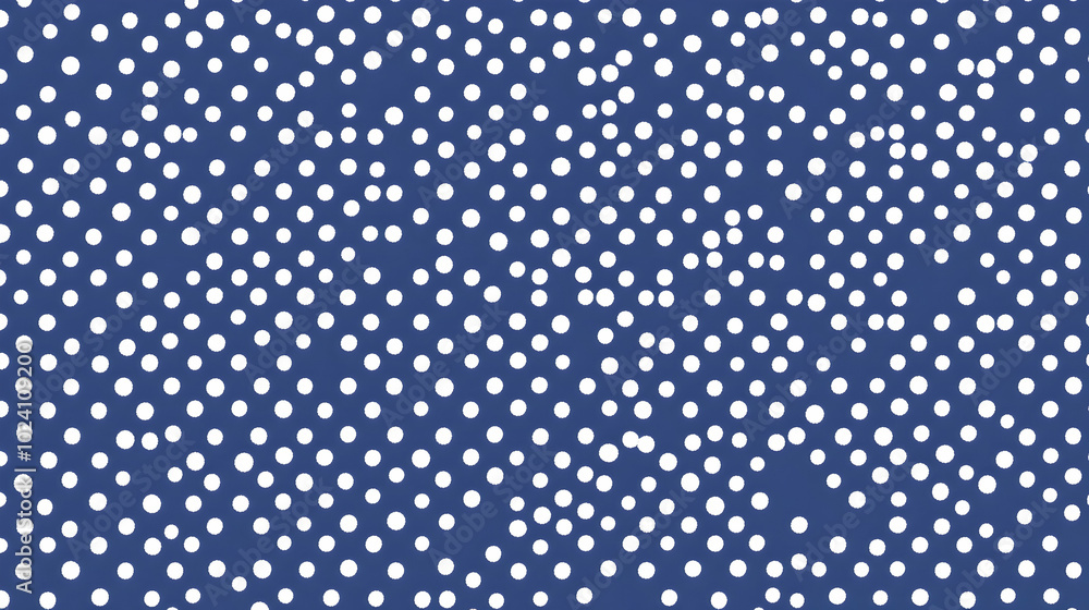 Sticker Seamless pattern of white polka dots on a dark blue background.