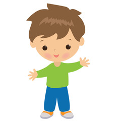 Cute little boy vector cartoon illustration