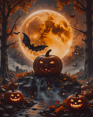 halloween background with pumpkin
