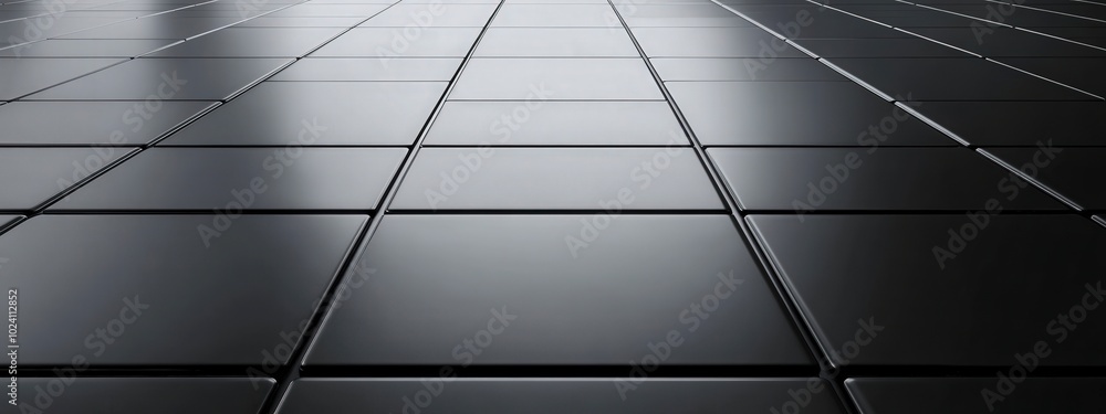 Poster modern abstract black tile floor creating a reflective geometric pattern