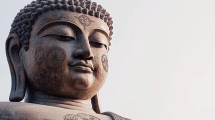 Minimalist background of Lao Buddha: Capturing the essence of Buddhist culture, golden statues, and timeless landmarks in Luang Prabang.

