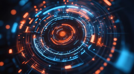 Obraz premium Abstract circle technical and futuristic shape, 3d illustration. 