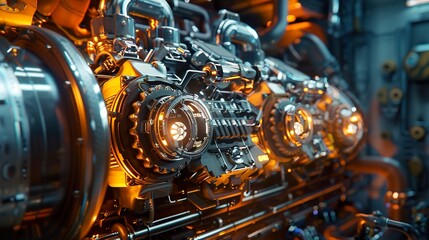 Futuristic Engine: Close-up of Industrial Machinery
