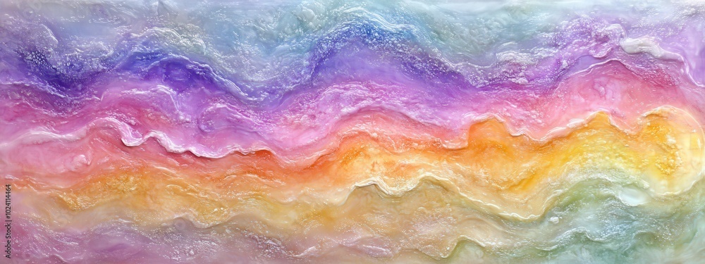 Poster vibrant abstract painting with colorful flowing patterns and textured layers