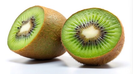 Fototapeta premium kiwi fruit cut in half on white background