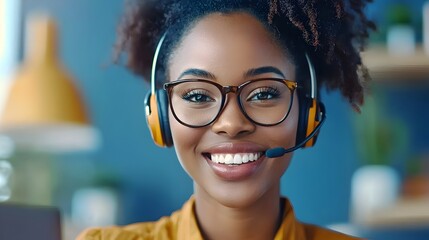 Confident and Skilled Female Professional Agent Consulting Clients via Headset