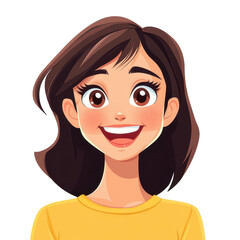 A vibrant vector art piece showcasing a smiling woman animatedly chatting on the phone in playful cartoon style.
