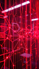 Digital Oasis: A Futuristic Red Network Dreamscape Background - Portrait