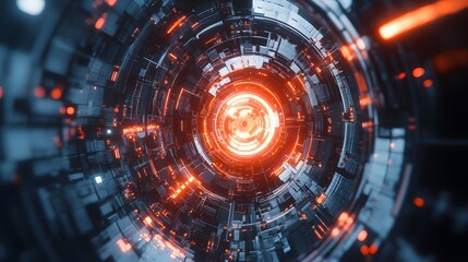 Obraz premium Abstract circle technical and futuristic shape, 3d illustration. 