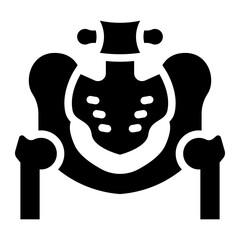 Hip joint glyph icon representing bone structure and orthopedic healthcare