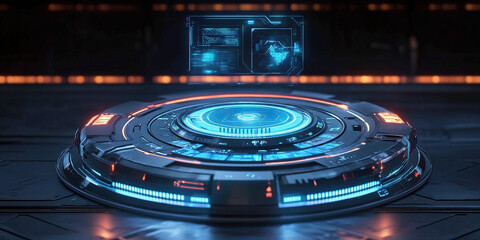 C4D sci-fi technology launch station booth background