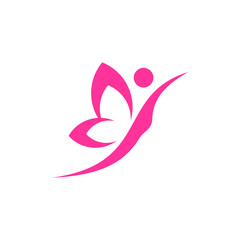 abstract woman vector logo design refreshing body with butterfly wings