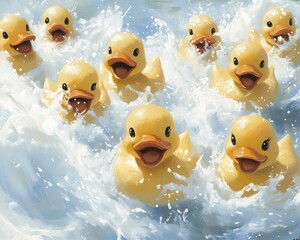 Ducks Deep Mouths Open Happy