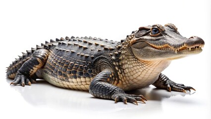 Obraz premium Large American alligator isolated on white background