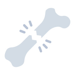 Fracture bone flat icon representing broken bone or skeletal injury in orthopedic care