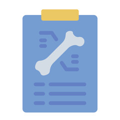 Medical report flat icon representing bone health analysis and patient diagnosis in orthopedic care