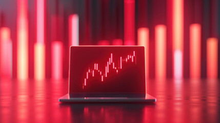 A sleek laptop displays digital graphs on a dark background, embodying the essence of data analysis and fintech innovation.