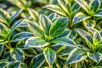 Large periwinkle variegated leaves in garden