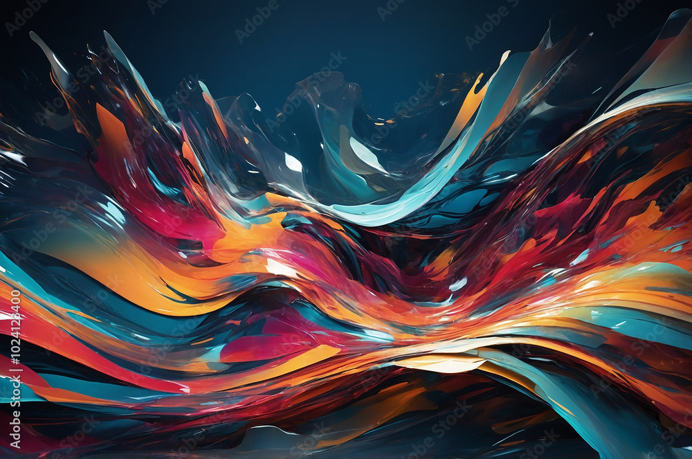 Aufkleber cybernetic abstract wallpaper with overlapping layers of translucent shapes, vibrant colors, and flo