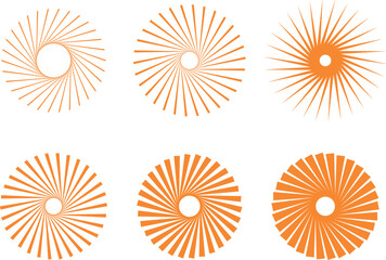 Abstract circular elements, happy new year fireworks, shooting shadows, vector illustration, hand drawn sun rays, linear drawing