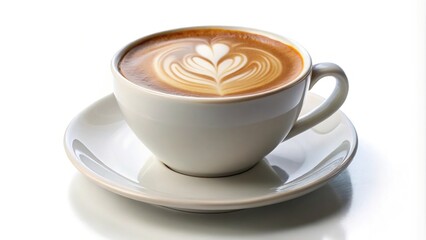 latte coffee cup on white background with clipping path