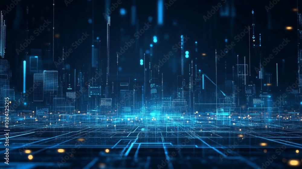 Poster digital display of signal strength in futuristic environment