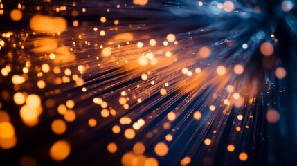 Fototapeta premium Close-Up of Fiber Optic Cable with Light Effects