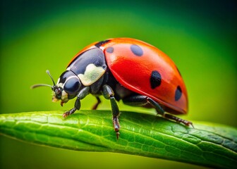 Fototapeta premium Ladybug on Minimal Simple Background - Nature's Beauty in Focus for Creative Projects and Designs