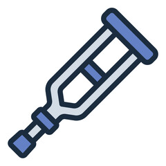 Crutches filled line icon used for support and mobility assistance in case of injury or disability