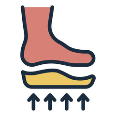 Obraz premium Orthotics foot filled line icon representing support for foot health and orthopedic care