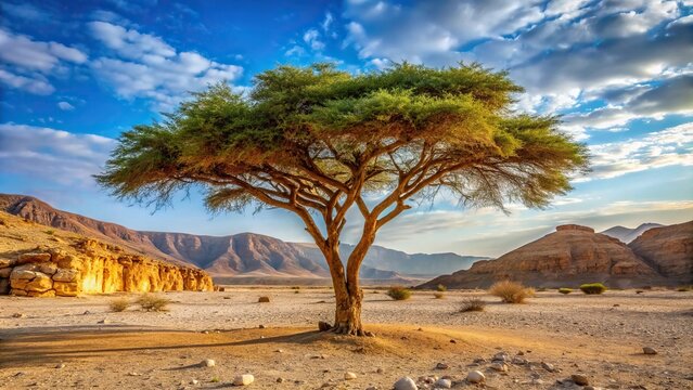 Leading lines of Frankincense tree in Wadi Dawkah nature reserve
