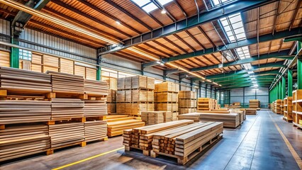 Lumber Warehouse for Construction Supplies, Timber Storage, and Building Materials in a Modern Industrial Setting