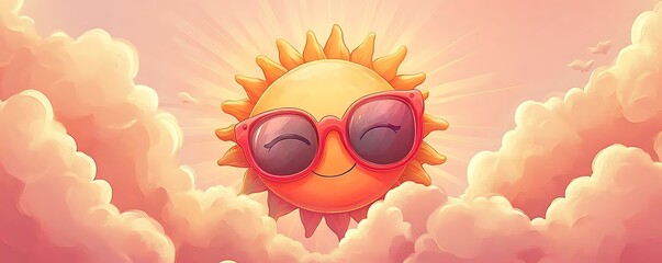 Smiling Sun with Sunglasses Illustration