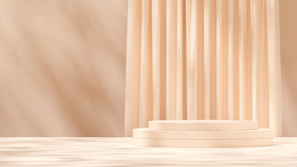 3d rendering image mockup template stack podium in landscape layout with curtain background