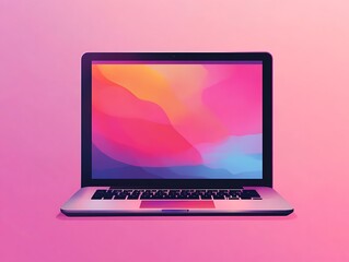 Abstract Illustration of a Laptop Computer on a Pink Background