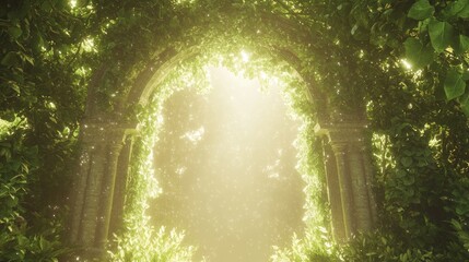 Heavenly Archway: A Majestic Christian Entrance to Paradise - Ultra-Detailed 3D Render Illustration