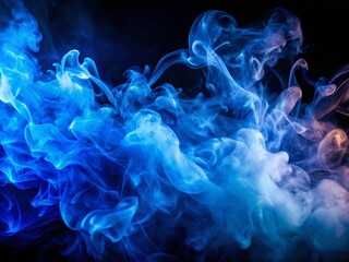 Obraz premium Midnight Blue Smoke Cascade with Neon Sapphire Texture for Backgrounds and Abstract Art