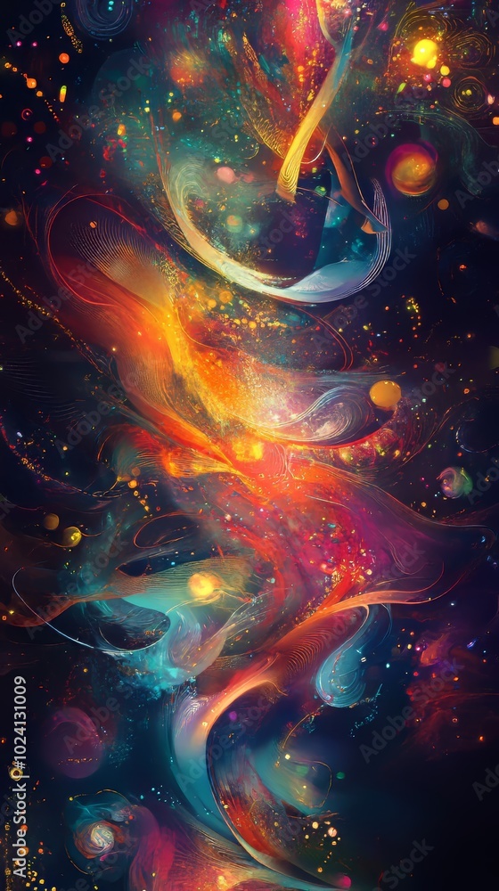 Aufkleber a mesmerizing abstract image featuring swirling light patterns in a cosmic space background with vib